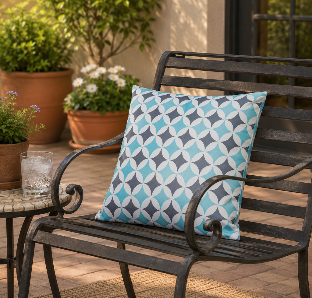 Madison Waterproof Garden Chair Cushions - Blue & Grey