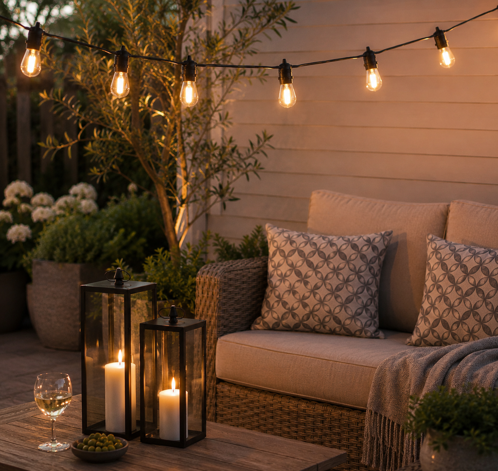 Signature Connect™ Warm White Festoon Lights – Black Cable