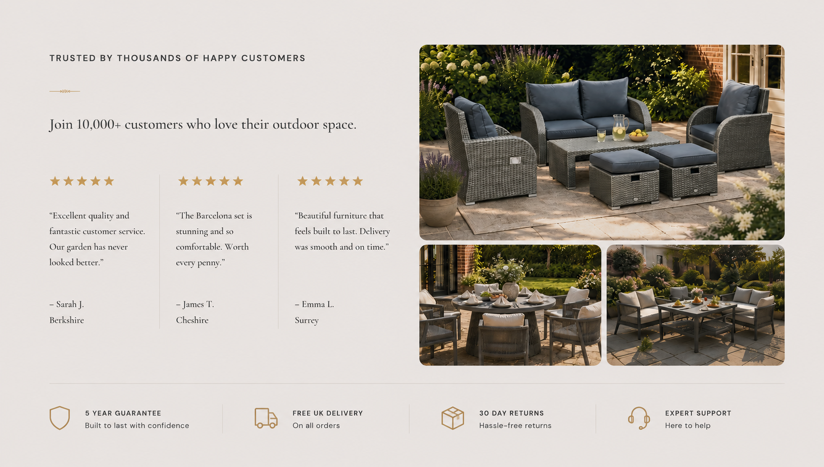 Outdoor furniture set testimonials