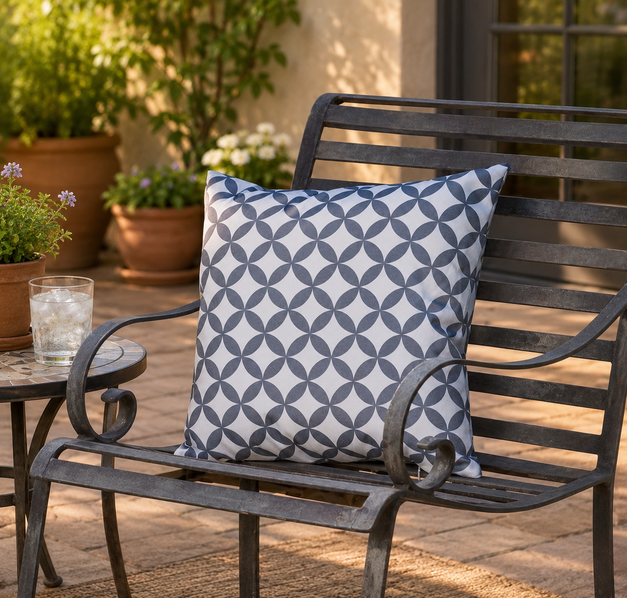 Madison Waterproof Garden Chair Cushions - Grey & White